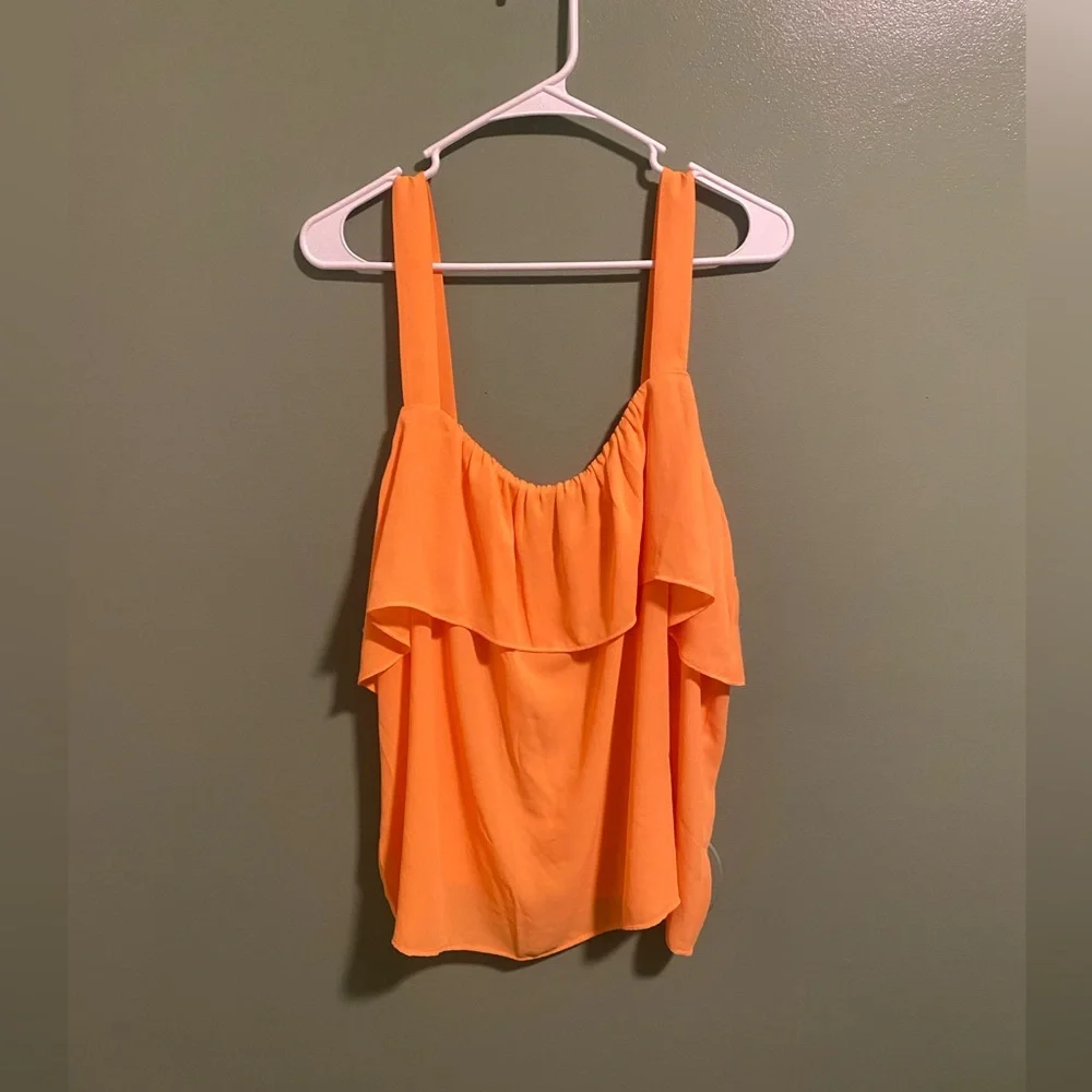 LOFT Tangerine Ruffle Tank Top - Picture 1 of 3